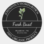 Zelfgekweekte tuin vers biologisch basilicum ronde sticker (Voorkant)
