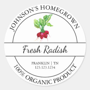 Zelfgekweekte tuin vers biologisch radijs label