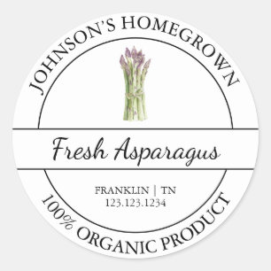 Zelfgekweekte tuin Verse biologische asperges Labe Ronde Sticker