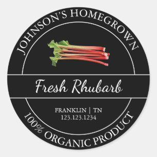Zelfgekweekte tuin Verse biologische rabarber labe Ronde Sticker
