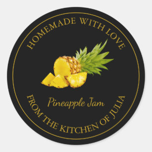 Zelfgemaakt ananas jam label Zwart