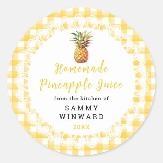 Zelfgemaakt ananassap Drink label (Voorkant)