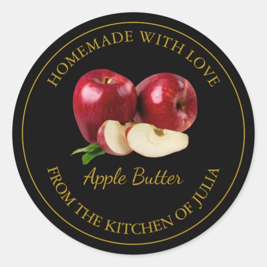 Zelfgemaakt Apple Butter Label | Zwart (Voorkant)
