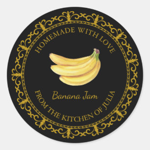  Zelfgemaakt Banaan Jam Label L Zwart