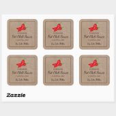Zelfgemaakt chili saus vierkant kraft papier label (Vel)