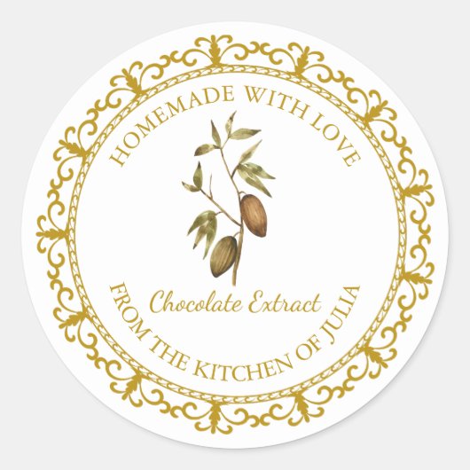 Zelfgemaakt Chocolade Extract Label L Wit (Voorkant)
