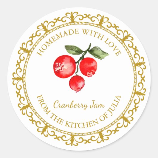  Zelfgemaakt Cranberry Jam Label L Wit (Voorkant)