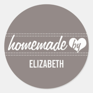 Zelfgemaakt door jou grijs voedsellabel jar seal ronde sticker