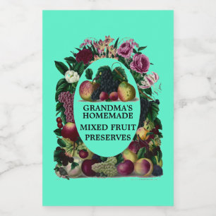  Zelfgemaakt gemengd fruit bewaart Sjabloon Voedselcontainer Etiket