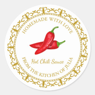  Zelfgemaakt Hot Chili Sauce Label L Wit