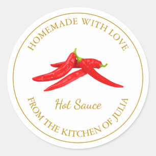 Zelfgemaakt Hot Sauce Label   Wit