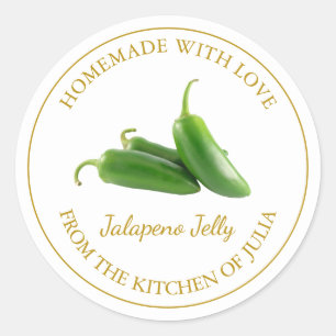 Zelfgemaakt Jalapeno Jelly Label   Wit