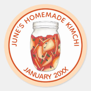 Zelfgemaakt Kimchi Gefermenteerde Kool Koreaans et Ronde Sticker