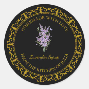 Zelfgemaakt Lavendel Syrup Label L Zwart