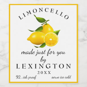 Zelfgemaakt Limoncello groot flesetiket Wijn Etiket