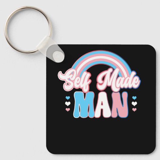 Zelfgemaakt Man Gay Trans Pride Flag Transgender F Sleutelhanger (Voorkant)