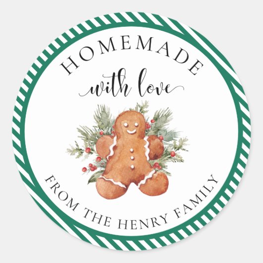 Zelfgemaakt met liefde Kerstcadeau Label Stickers (Voorkant)