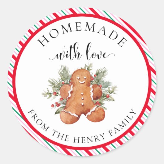 Zelfgemaakt met liefde Kerstcadeau Label Stickers (Voorkant)