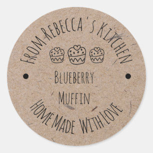 Zelfgemaakt met Liefde Kraft Papier Bakkerij Lab Ronde Sticker