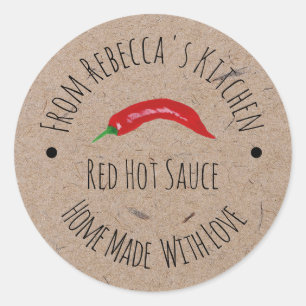 Zelfgemaakt met Liefde Kraft Papier Hot Sauce La Ronde Sticker