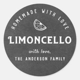 Zelfgemaakt met Liefde Limoncello Modern Chalkboar Ronde Sticker