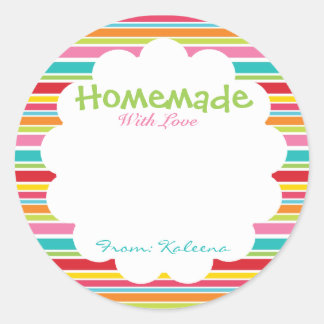 Zelfgemaakt met liefde regenboog ronde sticker