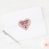 Zelfgemaakt met liefde roze glitter hart sticker (Envelop)
