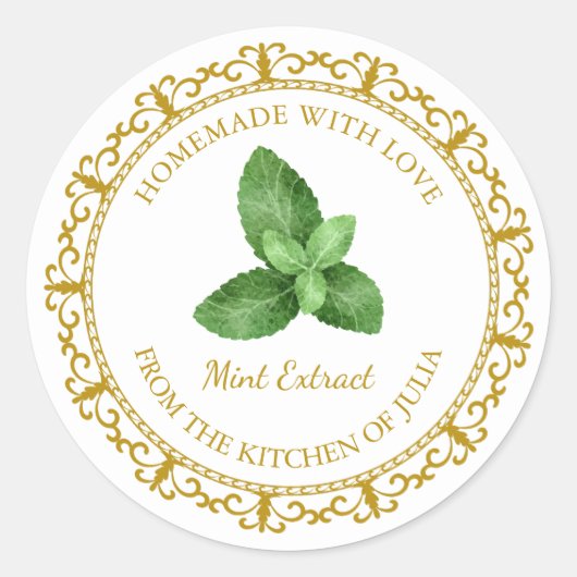 Zelfgemaakt Mint Extract Label L Wit (Voorkant)