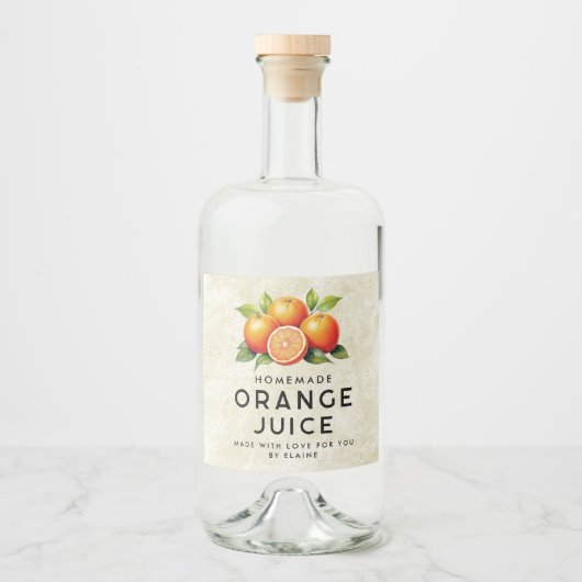 Zelfgemaakt oranje sap likeurfles etiket (Voorkant)