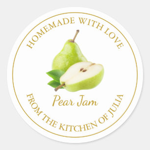 Zelfgemaakt Pear Jam Label   Wit