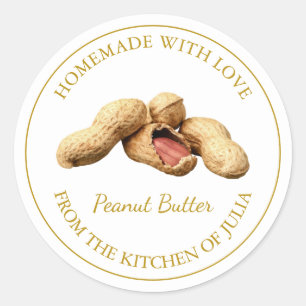 Zelfgemaakt pindakaasetiket   Wit Ronde Sticker