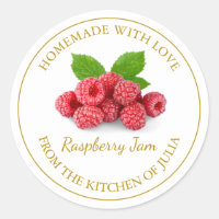 Zelfgemaakt Raspberry Jam Label | Wit