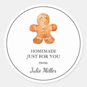 Zelfgemaakt speciaal voor u gingerbread koekjes la ronde sticker