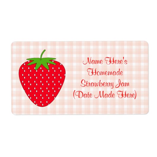 Zelfgemaakt Strawberry Jam Label. Roze en Rood. Etiket (Voorkant)