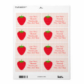 Zelfgemaakt Strawberry Jam Label. Roze en Rood. Etiket (Full Sheet)