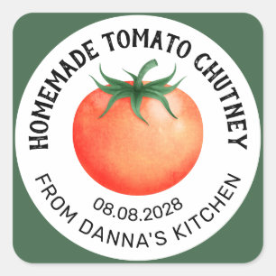 Zelfgemaakt Tomaat Chutney label met rode tomaat