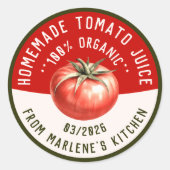 Zelfgemaakt tomatensap met twee kleuren ronde sticker (Voorkant)