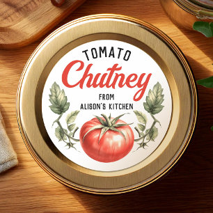 Zelfgemaakt Tomato Chutney label met  stijl
