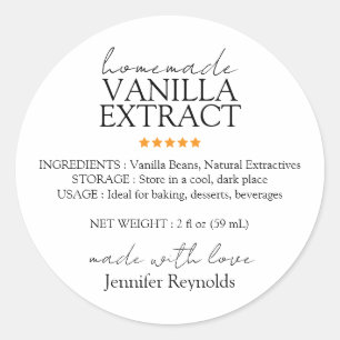 Zelfgemaakt Vanille-extract met Instructies Ronde Sticker