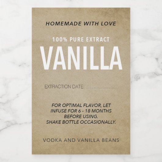Zelfgemaakt vanille-extract VE006_04wnp Wijn Etiket (Enkel label)