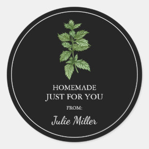 Zelfgemaakt voor jou citroenmelissetiket ronde sticker