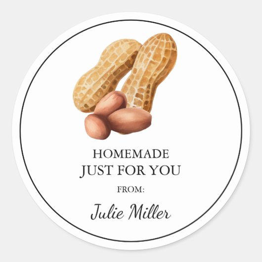 Zelfgemaakt voor uw pinda-label ronde sticker (Voorkant)