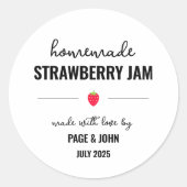 Zelfgemaakte Aardbei Jam Jar Label Sticker (Voorkant)