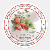 Zelfgemaakte aardbeienconserven inblikken ronde sticker (Voorkant)