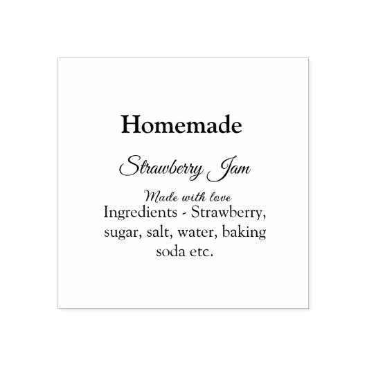 Zelfgemaakte aardbeienjam gemaakt met liefde en te rubberstempel (Afrduk)