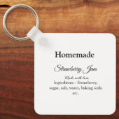 Zelfgemaakte aardbeienjam gemaakt met liefde en te sleutelhanger (Voorkant)