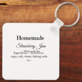Zelfgemaakte aardbeienjam gemaakt met liefde en te sleutelhanger (Achterkant)
