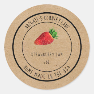 Zelfgemaakte Aardbeienjam Klassieke Ronde Sticker