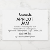 Zelfgemaakte abrikoos Jam Custom Keuken Pantry Can Voedselcontainer Etiket (Enkel label)