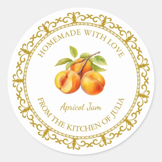 Zelfgemaakte Abrikozenjam Label l Wit (Voorkant)